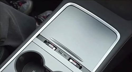 Hub installed under the Tesla console cover
